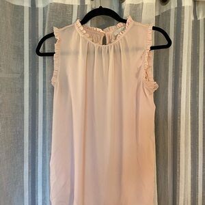 Loft Sleeveless Ruffle Neck Blouse - Light Blush Pink